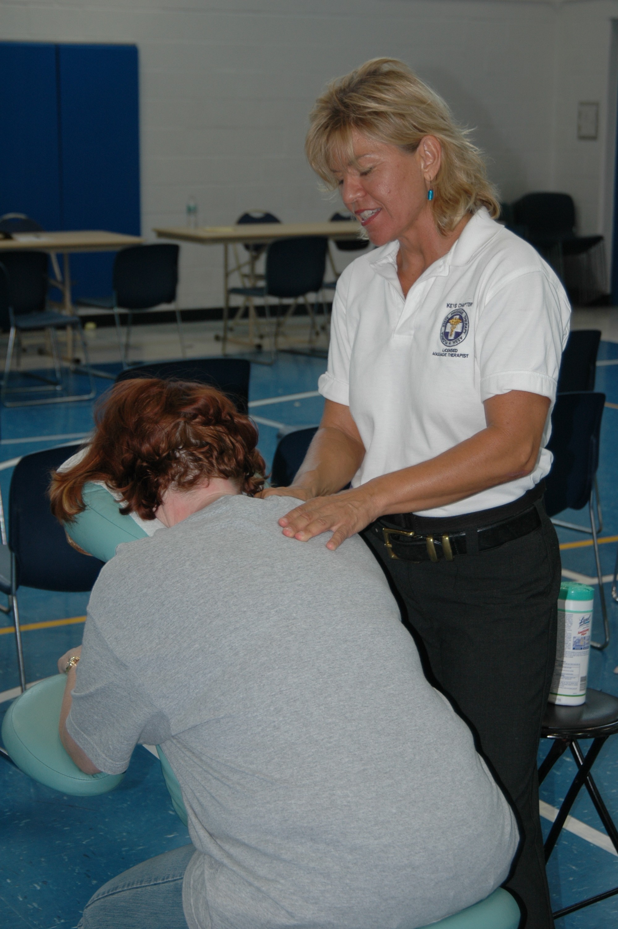 Arlene performing seated massage